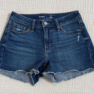 Old Navy Women’s Dark Blue Frayed Hem Denim Shorts